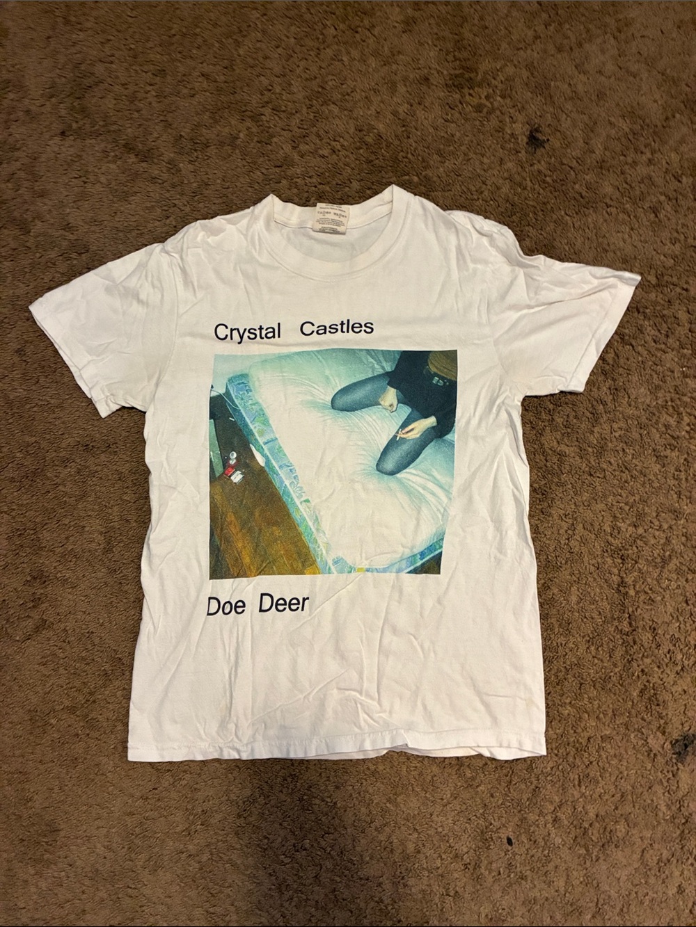 White Crystal Castles Doe Deer Photo Graphic Tee